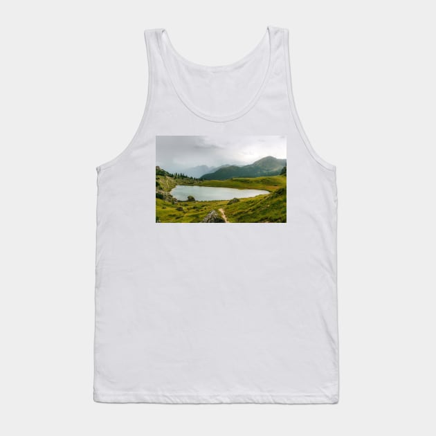 Calm Mountain Lake in the Italian Dolomites Alps – Landscape Photography Tank Top by regnumsaturni